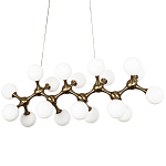 Линейная люстра с плафонами из стеклянных шаров Pearls Suspension Linear Brass Chandelier варинант исполнения - 3 | Loft Concept в Екатеринбурге