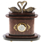Часы настольные из натурального камня с декором в виде двух лебедей Swans Stone Clock варинант исполнения - 5 | Loft Concept в Екатеринбурге