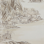 Обои ручная роспись A Thousand Li of Rivers and Mountains Special Colourway on Bleached White dyed silk 2 варинант исполнения - 1 | Loft Concept в Екатеринбурге