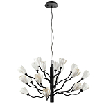 Люстра подвесная черного цвета с ветвями и белыми фарфоровыми цветами Floralis варинант исполнения - 7 | Loft Concept в Екатеринбурге