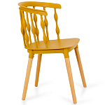 Пластиковый стул на ножках из массива бука Ferret Spiral Mustard варинант исполнения - 3 | Loft Concept в Екатеринбурге