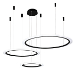 Люстра подвесная светодиодная с тремя черными кольцами и пультом управления Ring Horizontal варинант исполнения - 2 | Loft Concept в Екатеринбурге
