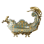 Чаша голубого цвета с оранментом и и бронзовыми фигурами леопардов Eden Garden варинант исполнения - 3 | Loft Concept в Екатеринбурге