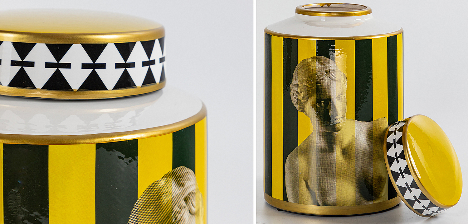 Ваза с крышкой Venus Yellow Black Vase Ваза с крышкой Venus Yellow Black Vase - Loft-Concept в Екатеринбурге