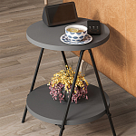 Стол приставной с 2-мя круглыми столешницами цвета антрацит ESSEL SIDE TABLE ANTHRACITE варинант исполнения - 7 | Loft Concept в Екатеринбурге