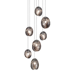 Люстра каскадная с 7-ю круглыми плафонами из рельефного стекла Disc Light варинант исполнения - 1 | Loft Concept в Екатеринбурге