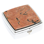 Таблетница карманная квадратная с 2-мя отделениями с зеркалом и накладкой из натурального камня Пегматит Silver Stone Pillboxes варинант исполнения - 1 | Loft Concept в Екатеринбурге