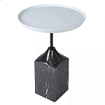 Кофейный столик с круглой столешницей и мраморным основанием Steel Reliability варинант исполнения - 2 | Loft Concept в Екатеринбурге