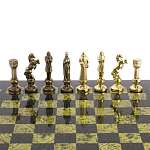 Шахматы Ренессанс из бронзы с доской из натурального камня Змеевик Decorative Thematic Chess  варинант исполнения - 4 | Loft Concept в Екатеринбурге