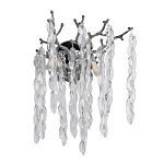 Бра цвета хром с ветвями и прозрачными стеклянными подвесками в виде вытянутых спиральных капель Droplet Chandelier варинант исполнения - 1 | Loft Concept в Екатеринбурге