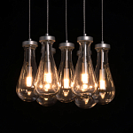 Люстра с 7-ю прозрачными плафонами из стекла в форме капли на круглом потолочном основании цвета хром Lucid Rain  варинант исполнения - 5 | Loft Concept в Екатеринбурге