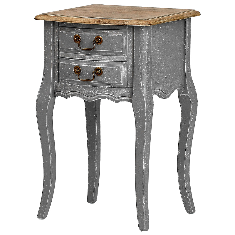 Прикроватная тумба из массива березы серая Grey Montmartre Provence Bedside Table Дуб темный Серый в Екатеринбурге | Loft Concept 