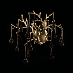 Бра в форме ветвей деревьев золотого цвета с прозрачными подвесками-каплями Droplet Bra варинант исполнения - 4 | Loft Concept в Екатеринбурге