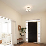 Потолочный светильник с двойным цилиндрическим плафоном из белого стекла и прозрачной органзы Kichler варинант исполнения - 11 | Loft Concept в Екатеринбурге