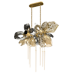 Люстра подвесная с 18-ю стеклянными плафонами с вертикальными подвесками Gilded Mirage  варинант исполнения - 5 | Loft Concept в Екатеринбурге