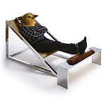 Дизайнерское кресло на металлическом каркасе с подставкой для ног Poltronova Mies Armchair варинант исполнения - 2 | Loft Concept в Екатеринбурге