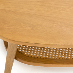 Журнальный стол из массива дуба и декором из плетеного ротанга Reyer Rattan Coffee Table варинант исполнения - 3 | Loft Concept в Екатеринбурге