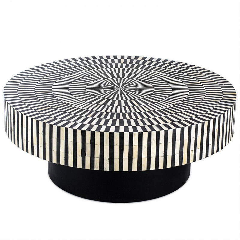 Журнальный стол Round Indian Bone Inlay coffee table Черно-белый в Екатеринбурге | Loft Concept 