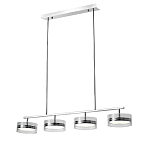 Люстра светодиодная с 4-мя круглыми прозрачными плафонами цилиндрической формы из акрила и стекла с пультом для регулировки света Glass Lamp Chromium варинант исполнения - 1 | Loft Concept в Екатеринбурге