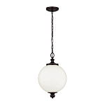 Подвесной светильник с белым стеклянным плафоном в форме шара на цепи Feiss варинант исполнения - 2 | Loft Concept в Екатеринбурге