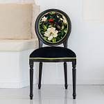 Стул чёрный из натурального бука с изображением птица в саду Blooming Red Birds варинант исполнения - 3 | Loft Concept в Екатеринбурге