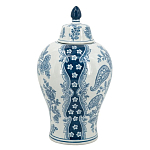 Ваза с крышкой и голубым цветочным рисунком 37 см Blue & White Ornament варинант исполнения - 2 | Loft Concept в Екатеринбурге