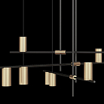 Люстра с 9-ю цилиндрическими плафонами цвета латунь TRIBES CHANDELIER варинант исполнения - 3 | Loft Concept в Екатеринбурге