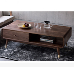 Кофейный стол из дерева с ящиком и нишей для хранения Coffee Walnut Table варинант исполнения - 3 | Loft Concept в Екатеринбурге