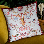 Декоративная подушка бежевая с растительным орнаментом Raffael Floral Beige Red Cushion варинант исполнения - 3 | Loft Concept в Екатеринбурге