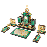 Настольный письменный набор из малахита и долерита с декором в виде герба России Leader Organizer варинант исполнения - 2 | Loft Concept в Екатеринбурге