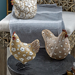 Статуэтка курица с белым цветочным узором и металлическими ножками Rustic Chicken варинант исполнения - 4 | Loft Concept в Екатеринбурге