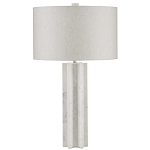 Настольная лампа мраморная с тканевым цилиндрическим абажуром Sharpened варинант исполнения - 4 | Loft Concept в Екатеринбурге