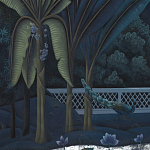 Обои ручная роспись Phuljhari Original colourway on Empire Blue dyed silk варинант исполнения - 3 | Loft Concept в Екатеринбурге