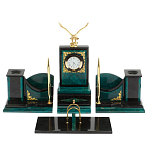 Настольный письменный набор из змеевика тёмно-зелёного цвета с декором в виде орла Successful Leader варинант исполнения - 1 | Loft Concept в Екатеринбурге