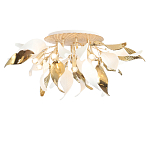 Люстра потолочная с декоративными белыми и золотистыми листьями Wintery flovers варинант исполнения - 1 | Loft Concept в Екатеринбурге
