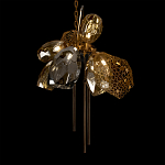 Люстра подвесная со стеклянными плафонами из дымчатого и золотистого с тремя вертикальными подвесками Gilded Mirage  варинант исполнения - 7 | Loft Concept в Екатеринбурге