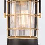 Настенный фонарь цилиндрической формы с рифленым стеклом в золотом каркасе на черном прямоугольном основании Eurofase варинант исполнения - 15 | Loft Concept в Екатеринбурге