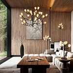 Люстра подвесная черного цвета с ветвями и белыми фарфоровыми цветами Floralis варинант исполнения - 3 | Loft Concept в Екатеринбурге