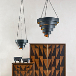 Подвесной светильник в форме спирали черный с золотой внутренней отделкой Warm Glow варинант исполнения - 3 | Loft Concept в Екатеринбурге