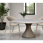 Стол обеденный круглый мраморный на бежевом основании Valedmir варинант исполнения - 6 | Loft Concept в Екатеринбурге