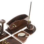 Настольный письменный набор с часами из природного камня обсидиана Competent Leader варинант исполнения - 5 | Loft Concept в Екатеринбурге