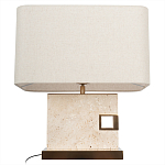 Настольная лампа с прямоугольным основанием из натурального камня c тканевым абажуром Lapis Tiburtinus варинант исполнения - 3 | Loft Concept в Екатеринбурге