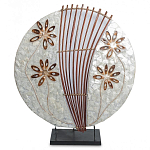 Настольная лампа из перламутра и дерева на подставке Indonesian Shell Flower варинант исполнения - 2 | Loft Concept в Екатеринбурге