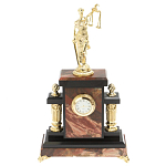 Часы настольные бронзовые из натурального камня Яшма с декором в виде Фемиды Themis Stone Clock варинант исполнения - 1 | Loft Concept в Екатеринбурге