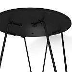 Стол журнальный с круглой столешницей из стекла на 3-х черных ножках Beige Marble варинант исполнения - 5 | Loft Concept в Екатеринбурге