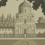 Обои ручная роспись Monuments of Paris Terre Foncée on scenic paper варинант исполнения - 2 | Loft Concept в Екатеринбурге