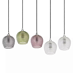 Подвесной светильник каскадный с 5-ю фактурными стеклянными плафонами Cascade with Relief Lampshades варинант исполнения - 3 | Loft Concept в Екатеринбурге