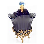 Чаша темно-синего цвета из фарфора с разноцветной птичкой Eden Garden porcelain and bronze варинант исполнения - 11 | Loft Concept в Екатеринбурге