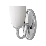 Бра для ванных комнат с белым стеклянным плафоном в форме бокала на овальном основании цвета хром с изогнутым держателем Feiss варинант исполнения - 1 | Loft Concept в Екатеринбурге