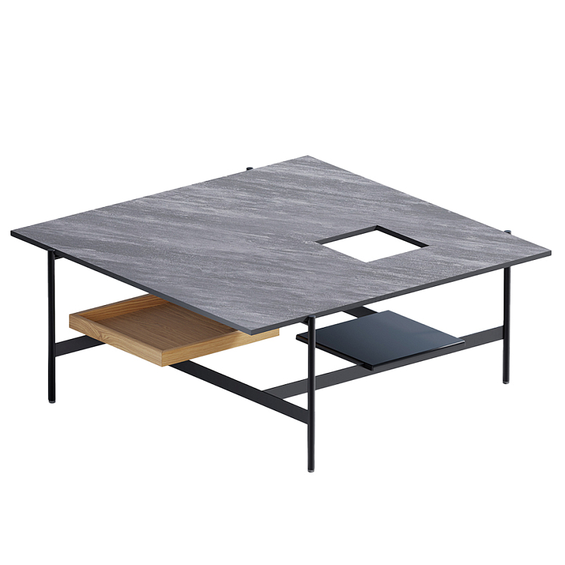 Karat журнальный столик цвета серый камень с съемным подносом Серый Черный в Екатеринбурге | Loft Concept 